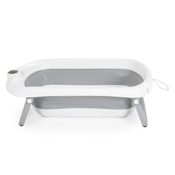 Set Cădiță Pliabilă Cangaroo Balena Grey, Termometru LED 3 Culori, Cadă + Găleată + Stropitoare + Covoraș, Antiderapant, 0 Luni+