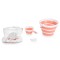 Set Cădiță Pliabilă Cangaroo Balena Pink, Termometru LED 3 Culori, Cadă + Găleată + Stropitoare + Covoraș, Antiderapant, 0 Luni+
