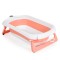 Set Cădiță Pliabilă Cangaroo Balena Pink, Termometru LED 3 Culori, Cadă + Găleată + Stropitoare + Covoraș, Antiderapant, 0 Luni+