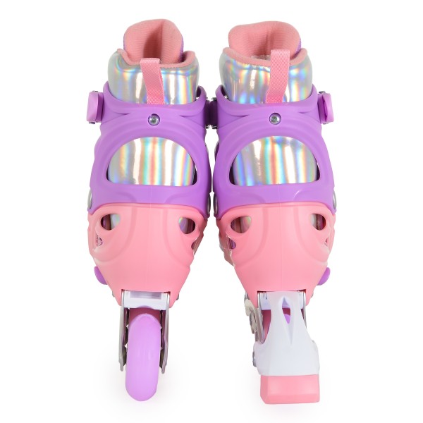 Patine Reglabile 2în1 Mărimea M (34-37)  Byox Double Flower, Mod Role + Mod Skate, Roți LED PU, Rulmenți ABEC-5, Frână