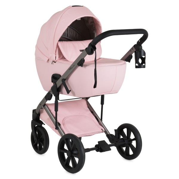 Cărucior 3în1 Cangaroo Eggo Limited Edition Pink, Piele Eco UV50+, Scaun Reversibil, Scaun Auto i-Size R129, Amortizor Lateral, 0-22 kg