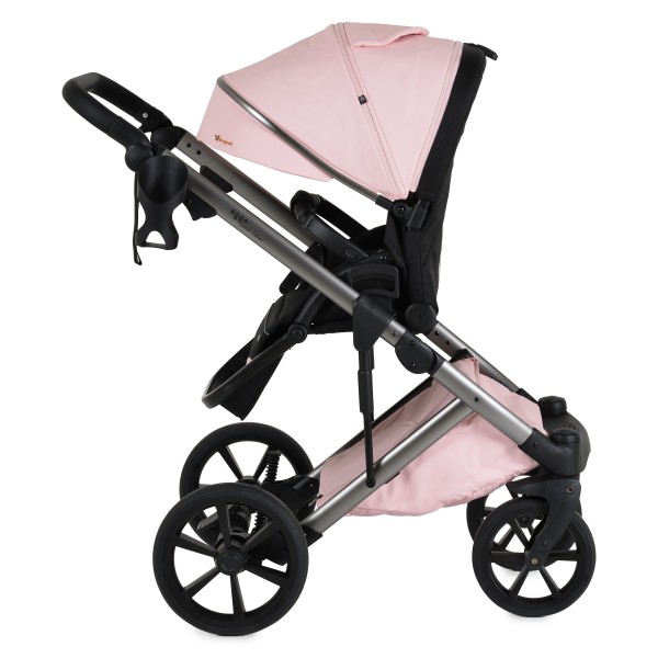 Cărucior 3în1 Cangaroo Eggo Limited Edition Pink, Piele Eco UV50+, Scaun Reversibil, Scaun Auto i-Size R129, Amortizor Lateral, 0-22 kg