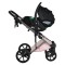 Cărucior 3în1 Cangaroo Eggo Limited Edition Pink, Piele Eco UV50+, Scaun Reversibil, Scaun Auto i-Size R129, Amortizor Lateral, 0-22 kg