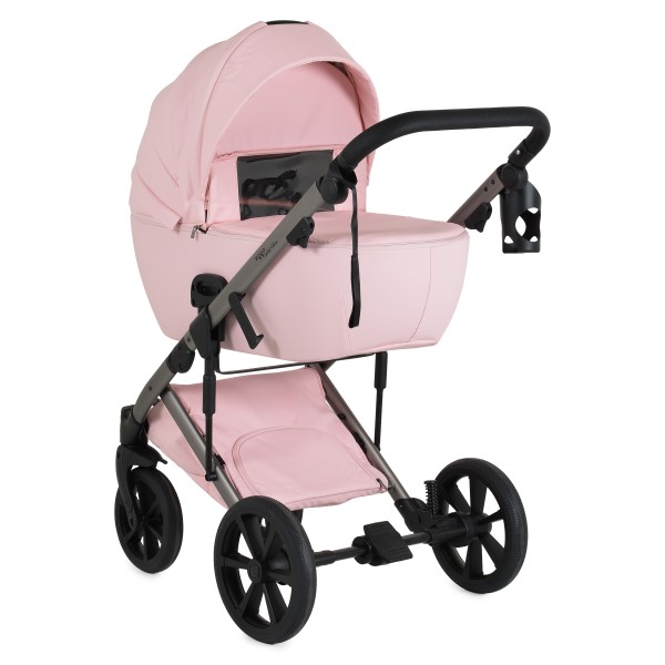 Cărucior 3în1 Cangaroo Eggo Limited Edition Pink, Piele Eco UV50+, Scaun Reversibil, Scaun Auto i-Size R129, Amortizor Lateral, 0-22 kg