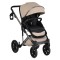 Cărucior 3în1 Cangaroo Eggo Limited Edition Vanilla Beige, Piele Eco UV50+, Scaun Reversibil, Scaun Auto i-Size R129, Amortizor Lateral, 0-22 kg