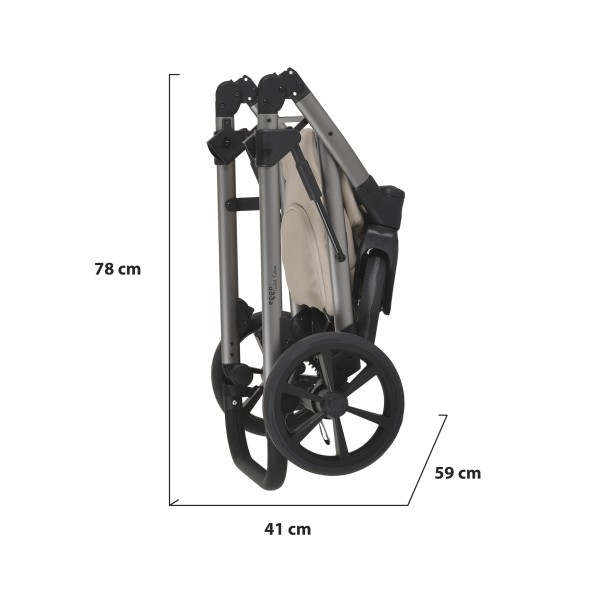 Cărucior 3în1 Cangaroo Eggo Limited Edition Vanilla Beige, Piele Eco UV50+, Scaun Reversibil, Scaun Auto i-Size R129, Amortizor Lateral, 0-22 kg