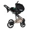 Cărucior 3în1 Cangaroo Eggo Limited Edition Vanilla Beige, Piele Eco UV50+, Scaun Reversibil, Scaun Auto i-Size R129, Amortizor Lateral, 0-22 kg
