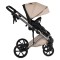 Cărucior 3în1 Cangaroo Eggo Limited Edition Vanilla Beige, Piele Eco UV50+, Scaun Reversibil, Scaun Auto i-Size R129, Amortizor Lateral, 0-22 kg