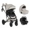Cărucior 3în1 Cangaroo Eggo Limited Edition Porcelane Shine, Piele Eco UV50+, Scaun Reversibil, Scaun Auto i-Size R129, Amortizor Lateral, 0-22 kg