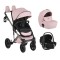 Cărucior 3în1 Cangaroo Eggo Limited Edition Pink, Piele Eco UV50+, Scaun Reversibil, Scaun Auto i-Size R129, Amortizor Lateral, 0-22 kg
