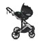 Cărucior 3în1 Cangaroo Eggo Pigeon Grey, Piele Eco UV50+, Scaun Reversibil, Scaun Auto i-Size R129, Amortizor Lateral, 0-22 kg