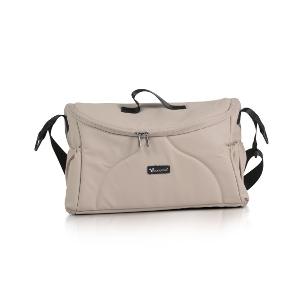 Cărucior 3în1 Cangaroo Eggo Sand Beige, Piele Eco UV50+, Scaun Reversibil, Scaun Auto i-Size R129, Amortizor Lateral, 0-22 kg