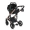 Cărucior 3în1 Cangaroo Eggo Sand Beige, Piele Eco UV50+, Scaun Reversibil, Scaun Auto i-Size R129, Amortizor Lateral, 0-22 kg