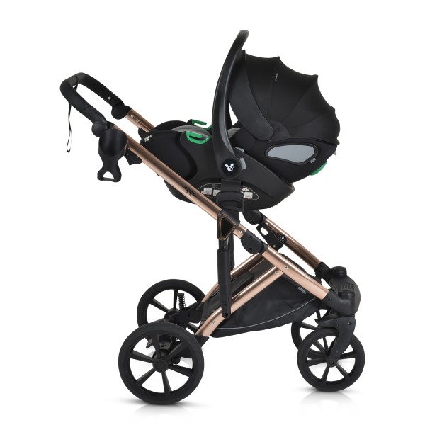 Cărucior 3în1 Cangaroo Eggo Sand Beige, Piele Eco UV50+, Scaun Reversibil, Scaun Auto i-Size R129, Amortizor Lateral, 0-22 kg