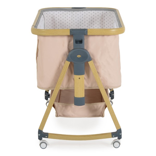 Pătuț Bebeluși Moni Nani 2în1 Beige, Co-sleeping, 6 Poziții Înălțime, Funcție Legănare, Antireflux, Saltea și Plasă Insecte Incluse