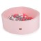 Piscină cu Bile Moni Toys Pink, 200 Bile Colorate Incluse, Fund Moale, Husă Lavabilă cu Fermoar, Diametru 80 cm Interior, 12 Luni+