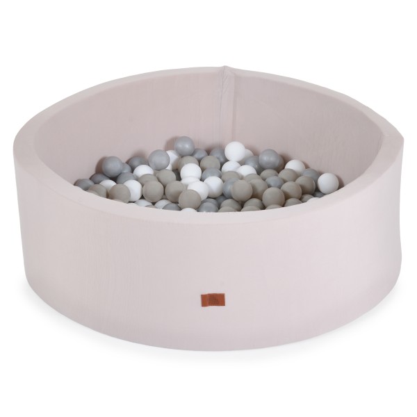 Piscină cu Bile Moni Toys Grey, 200 Bile Colorate Incluse, Fund Moale, Husă Lavabilă cu Fermoar, Diametru 80 cm Interior, 12 Luni+