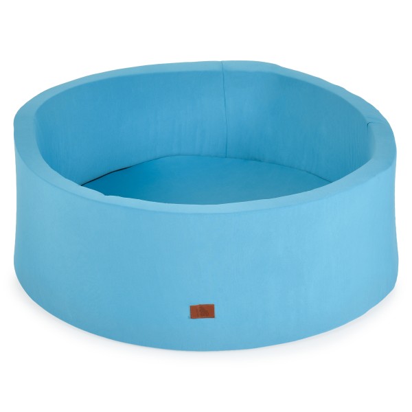 Piscină cu Bile Moni Toys Blue, 200 Bile Colorate Incluse, Fund Moale, Husă Lavabilă cu Fermoar, Diametru 80 cm Interior, 12 Luni+
