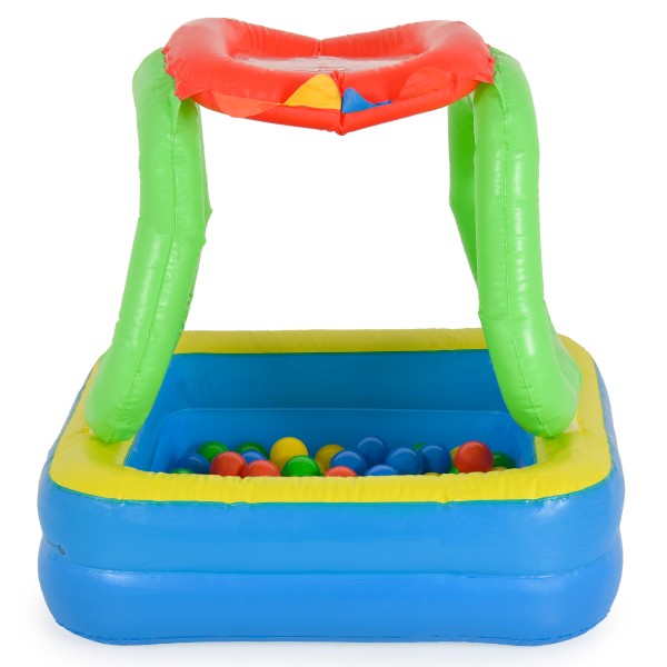 Piscină Gonflabilă cu Bile 2în1 Moni Toys, Căsuță de Joacă, 100 Bile Colorate 6 cm, Interior și Exterior, 2 Ani+