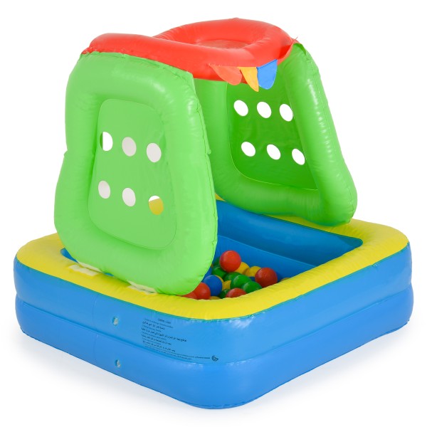 Piscină Gonflabilă cu Bile 2în1 Moni Toys, Căsuță de Joacă, 100 Bile Colorate 6 cm, Interior și Exterior, 2 Ani+