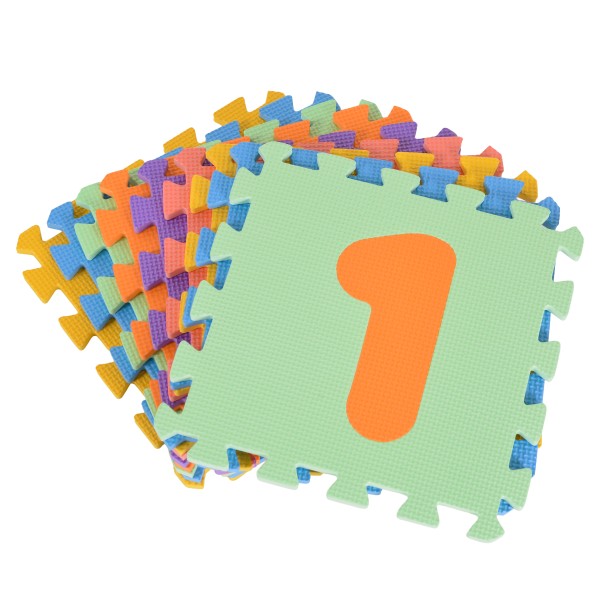 Covoraș Puzzle din Spumă EVA Moni Toys, 9 Piese cu Numere, 89x89 cm Asamblat, Colorat, Moale, 10 Luni+