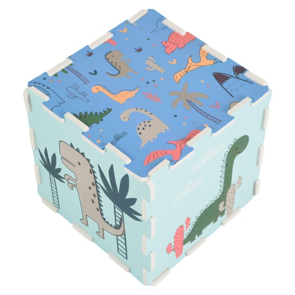 Covoraș Puzzle din Spumă EVA Moni Toys Dino World, 9 Piese cu Dinozauri, 86x86 cm Asamblat, Colorat, 10 Luni+