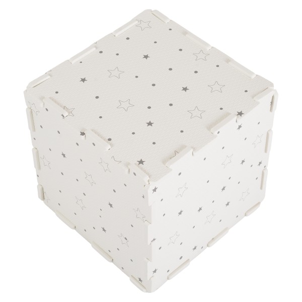 Covoraș Puzzle din Spumă EVA Moni Toys cu Stele, 9 Piese, 86x86 cm Asamblat, Design Delicat Neutru, 10 Luni+