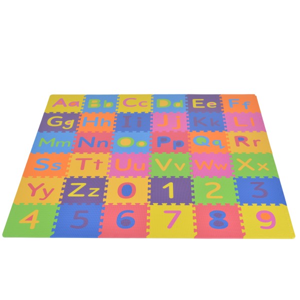 Covoraș Puzzle din Spumă EVA Moni Toys, Alfabet Englez + Cifre, 36 Piese, 180x180 cm Asamblat, Colorat, 10 Luni+