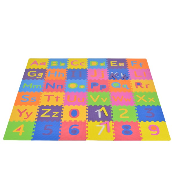 Covoraș Puzzle din Spumă EVA Moni Toys, Alfabet Englez + Cifre, 36 Piese, 180x180 cm Asamblat, Colorat, 10 Luni+