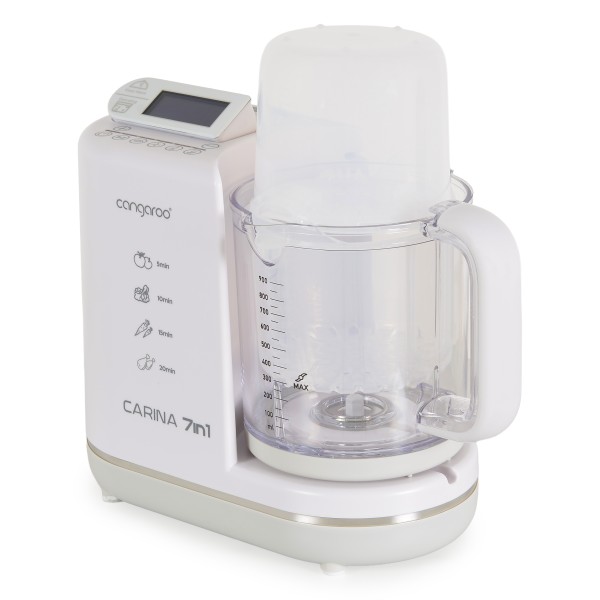 Blender Aburi Bebe 7în1 Cangaroo Carina, Gătire Abur, Mixare, Sterilizare, Dezghețare, Menținere Caldă, BPA Free, 900 ml