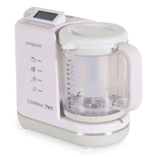Blender Aburi Bebe 7în1 Cangaroo Carina, Gătire Abur, Mixare, Sterilizare, Dezghețare, Menținere Caldă, BPA Free, 900 ml