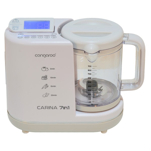 Blender Aburi Bebe 7în1 Cangaroo Carina, Gătire Abur, Mixare, Sterilizare, Dezghețare, Menținere Caldă, BPA Free, 900 ml