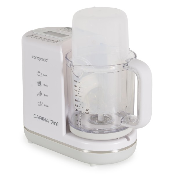 Blender Aburi Bebe 7în1 Cangaroo Carina, Gătire Abur, Mixare, Sterilizare, Dezghețare, Menținere Caldă, BPA Free, 900 ml