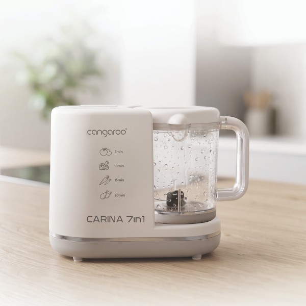 Blender Aburi Bebe 7în1 Cangaroo Carina, Gătire Abur, Mixare, Sterilizare, Dezghețare, Menținere Caldă, BPA Free, 900 ml