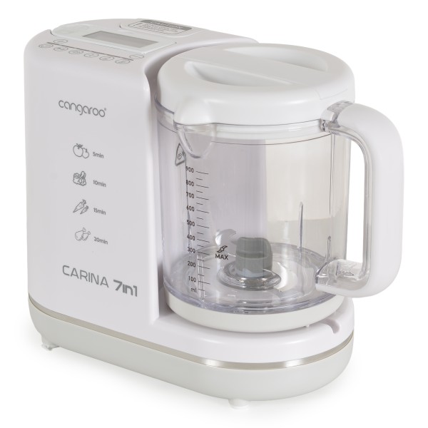 Blender Aburi Bebe 7în1 Cangaroo Carina, Gătire Abur, Mixare, Sterilizare, Dezghețare, Menținere Caldă, BPA Free, 900 ml