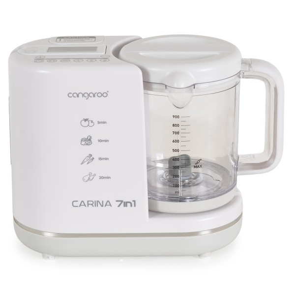 Blender Aburi Bebe 7în1 Cangaroo Carina, Gătire Abur, Mixare, Sterilizare, Dezghețare, Menținere Caldă, BPA Free, 900 ml