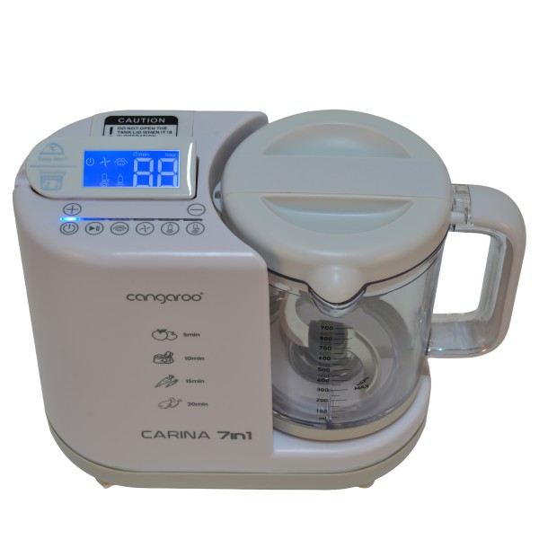 Blender Aburi Bebe 7în1 Cangaroo Carina, Gătire Abur, Mixare, Sterilizare, Dezghețare, Menținere Caldă, BPA Free, 900 ml