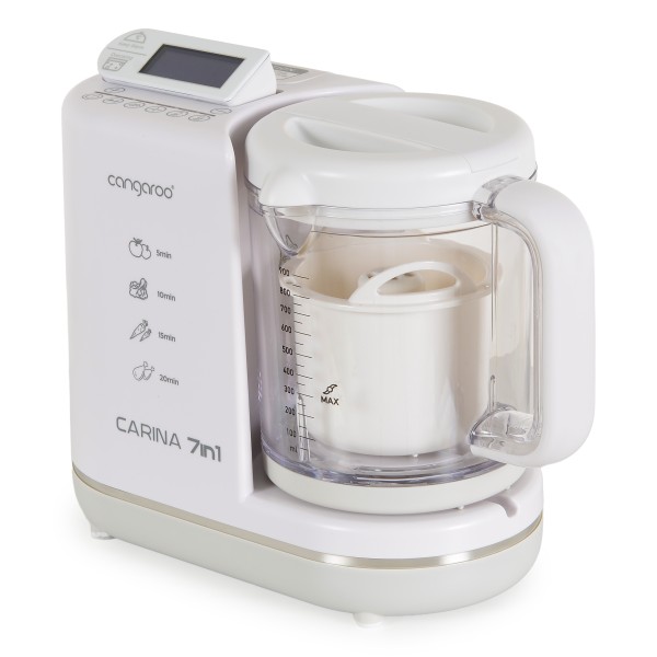 Blender Aburi Bebe 7în1 Cangaroo Carina, Gătire Abur, Mixare, Sterilizare, Dezghețare, Menținere Caldă, BPA Free, 900 ml