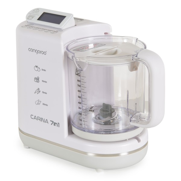 Blender Aburi Bebe 7în1 Cangaroo Carina, Gătire Abur, Mixare, Sterilizare, Dezghețare, Menținere Caldă, BPA Free, 900 ml