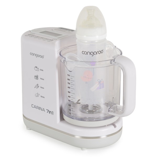 Blender Aburi Bebe 7în1 Cangaroo Carina, Gătire Abur, Mixare, Sterilizare, Dezghețare, Menținere Caldă, BPA Free, 900 ml
