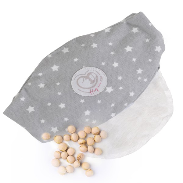 Centură Colici Bebe Hugzzz Grey cu Sâmburi de Cireșe, Compresă Caldă Naturală, 0 luni+