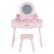 Masă de Toaletă de Joacă din Lemn Moni Toys Bella, Oglindă LED, Scaun și Accesorii Incluse, 3 ani+