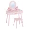 Masă de Toaletă de Joacă din Lemn Moni Toys Bella, Oglindă LED, Scaun și Accesorii Incluse, 3 ani+