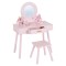 Masă de Toaletă de Joacă din Lemn Moni Toys Bella, Oglindă LED, Scaun și Accesorii Incluse, 3 ani+