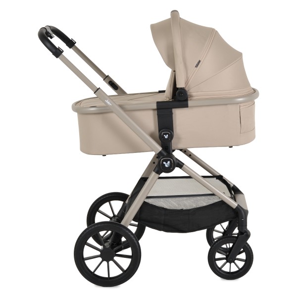 Cărucior 3în1 Cangaroo Joker Vanilla-Beige, Coș Nou-Născut, Scaun Reversibil, Scaun Auto i-Size R129, Pliabil, 0-22 kg