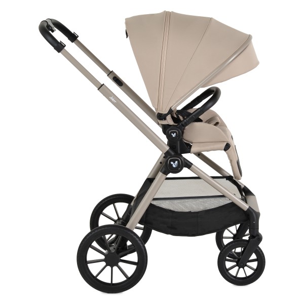 Cărucior 3în1 Cangaroo Joker Vanilla-Beige, Coș Nou-Născut, Scaun Reversibil, Scaun Auto i-Size R129, Pliabil, 0-22 kg