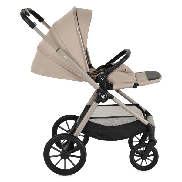 Cărucior 3în1 Cangaroo Joker Vanilla-Beige, Coș Nou-Născut, Scaun Reversibil, Scaun Auto i-Size R129, Pliabil, 0-22 kg