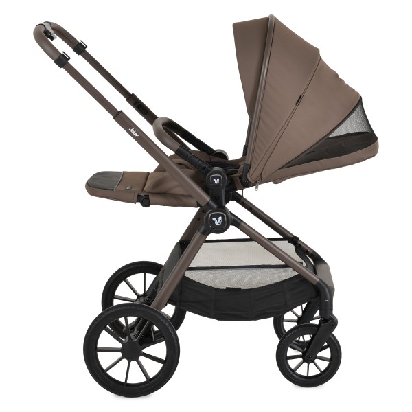 Cărucior 3în1 Cangaroo Joker Brown, Coș Nou-Născut, Scaun Reversibil, Scaun Auto i-Size R129, Pliabil, 0-22 kg