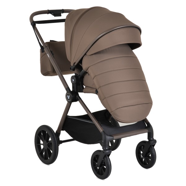 Cărucior 3în1 Cangaroo Joker Brown, Coș Nou-Născut, Scaun Reversibil, Scaun Auto i-Size R129, Pliabil, 0-22 kg