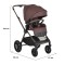 Cărucior 3în1 Cangaroo Joker Coffee, Coș Nou-Născut, Scaun Reversibil, Scaun Auto i-Size R129, Pliabil, 0-22 kg